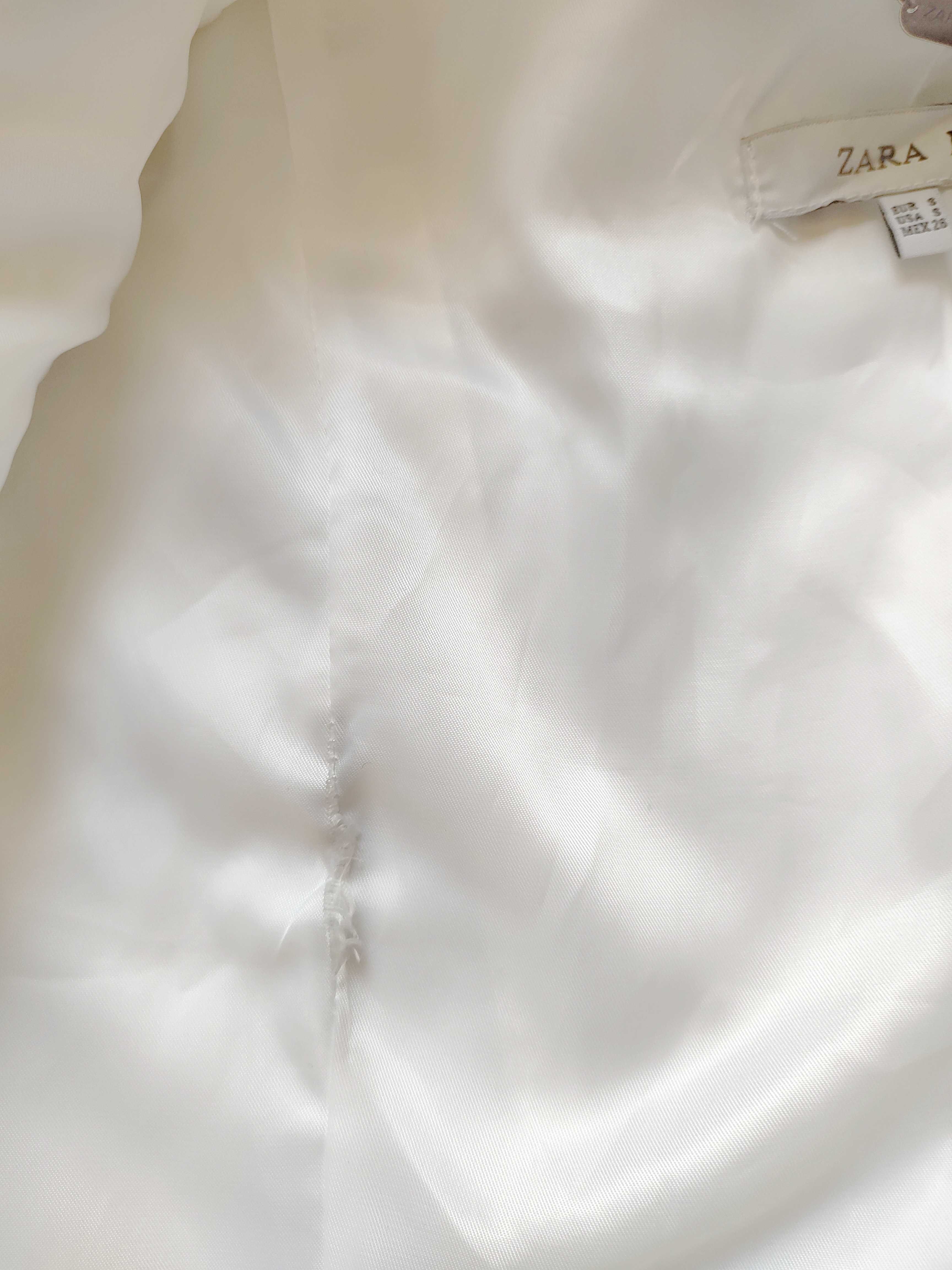Белая куртка жакет с поясом Zara