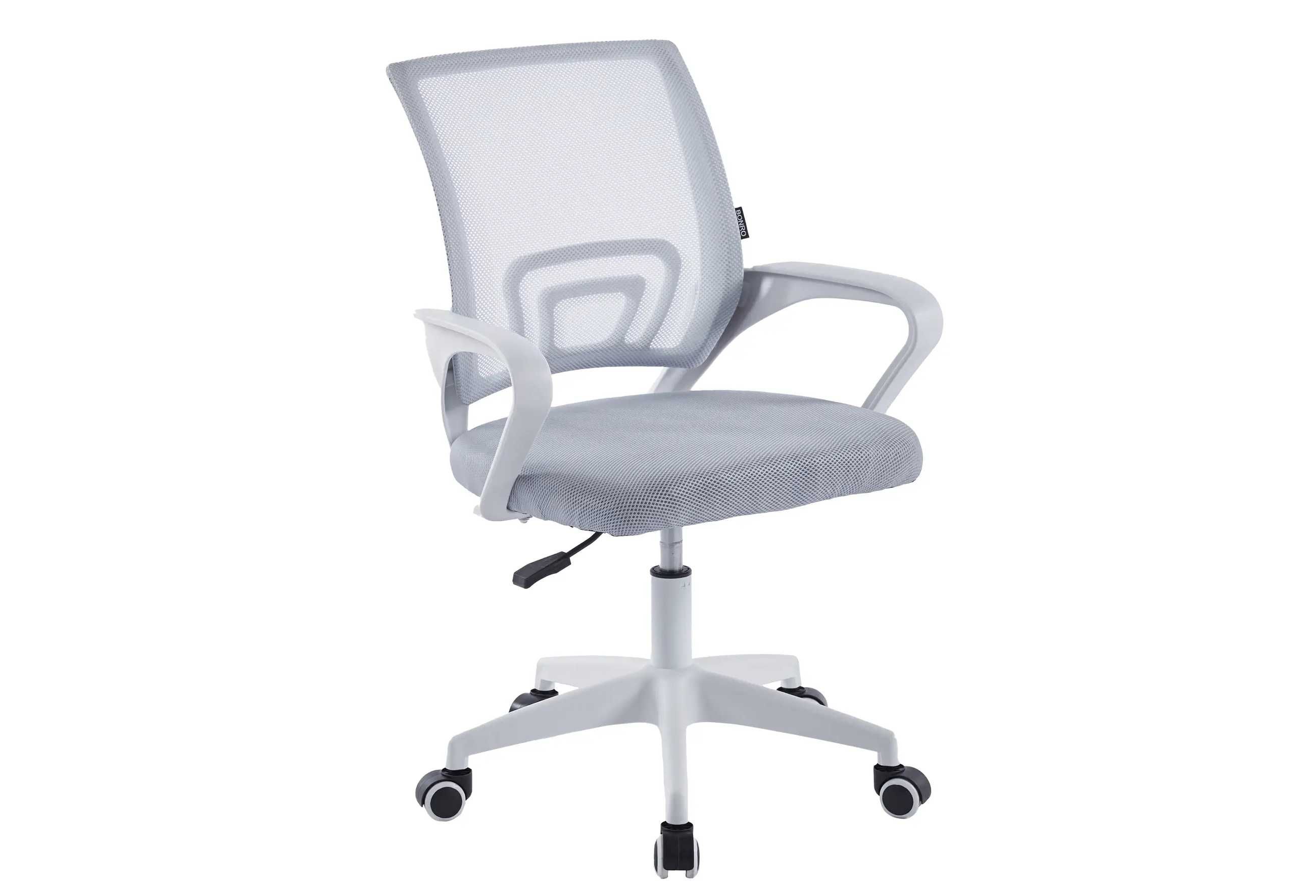 Недорого кресло офисное компьютерное белое+серое стул на колесах