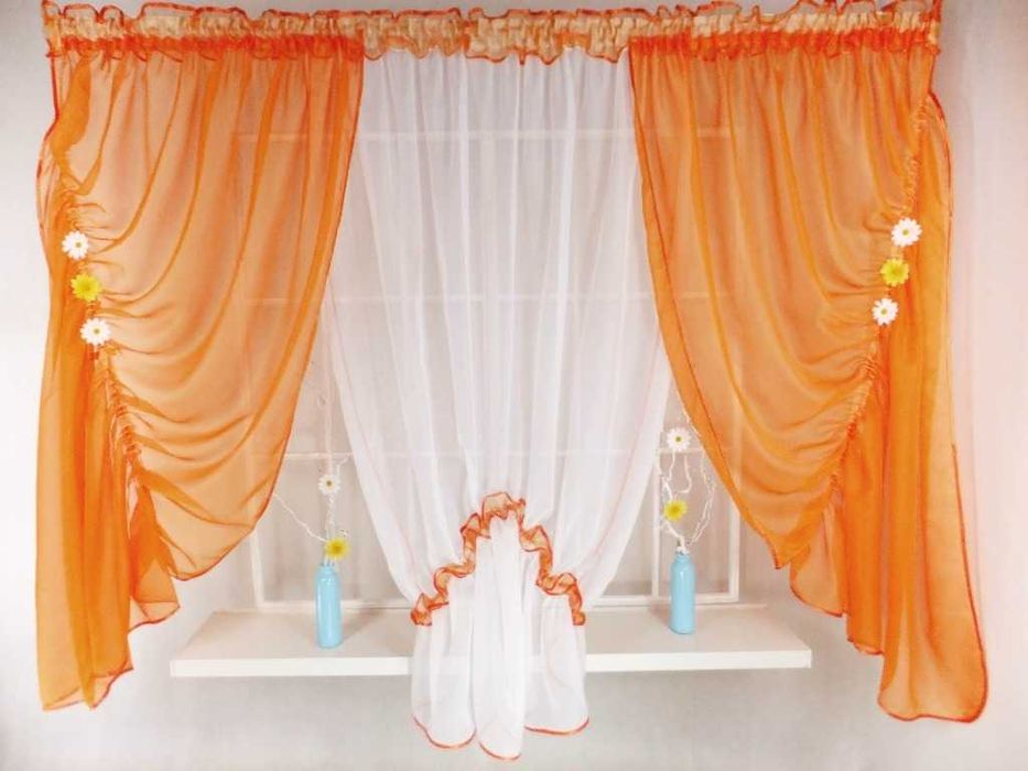 nr.7  Firany- 280x140–taniej!  białe,brąz,zieleń,oranż OSTATNIE sztuki