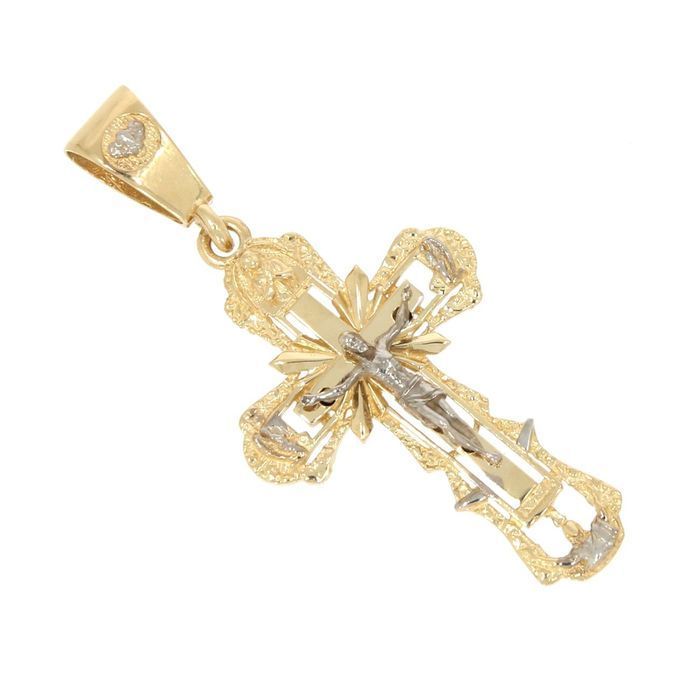 Złoty krzyżyk ozdobny krzyż z wizerunkiem Jezusa złoto pr. 585 ZK083