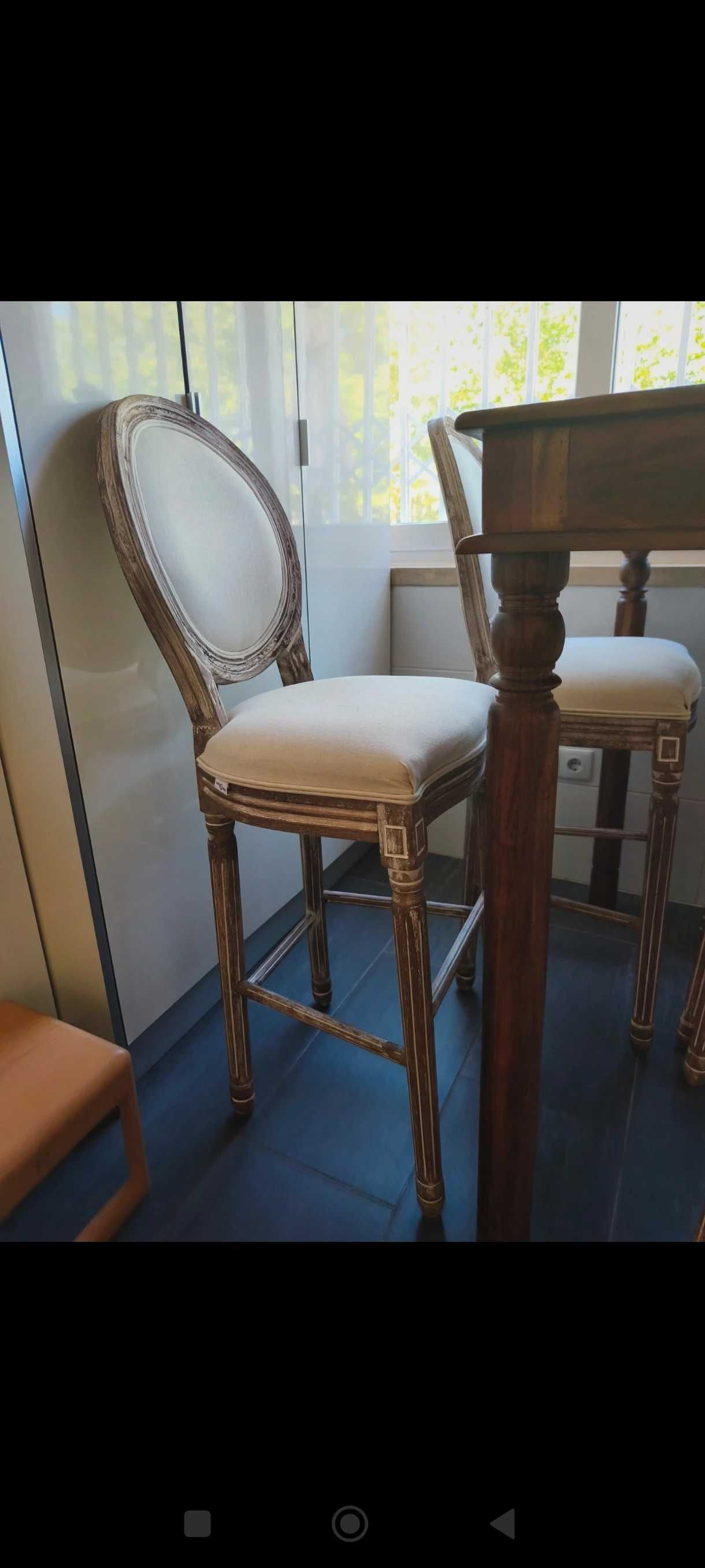 Mesa e cadeiras altas Madeira maciça
