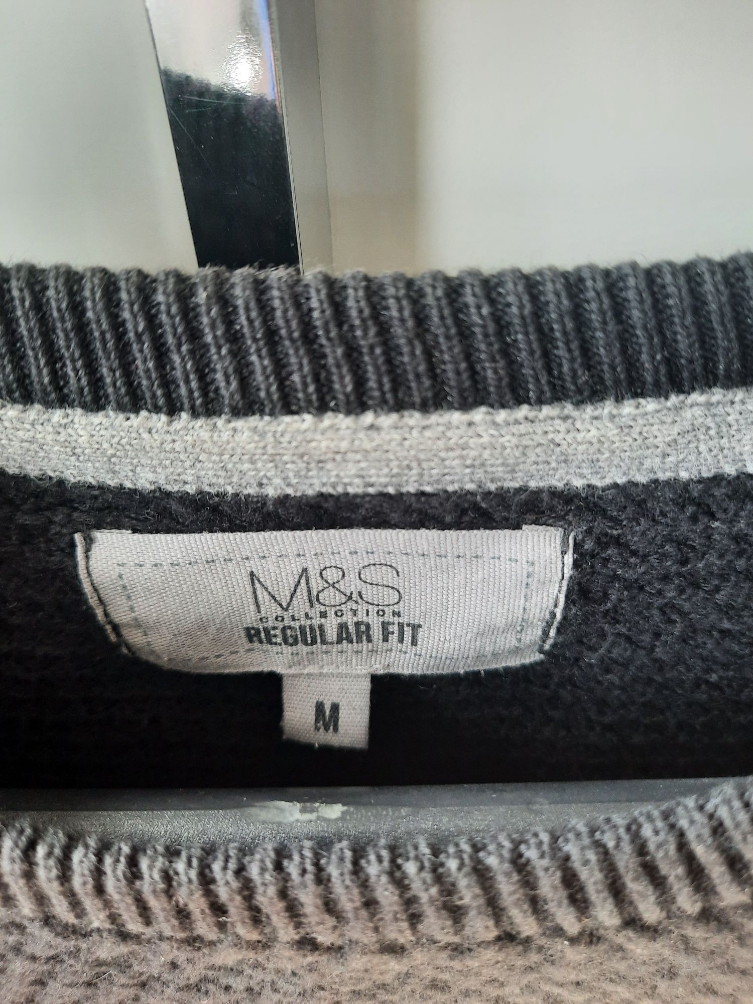 Sweter męski czarny premium 100% bawełna. Marks&Spencer  Rozmiar M /L.