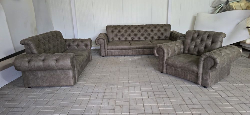 Zestaw Wypoczynkowy 3 2 1 w kolorze ciemnym