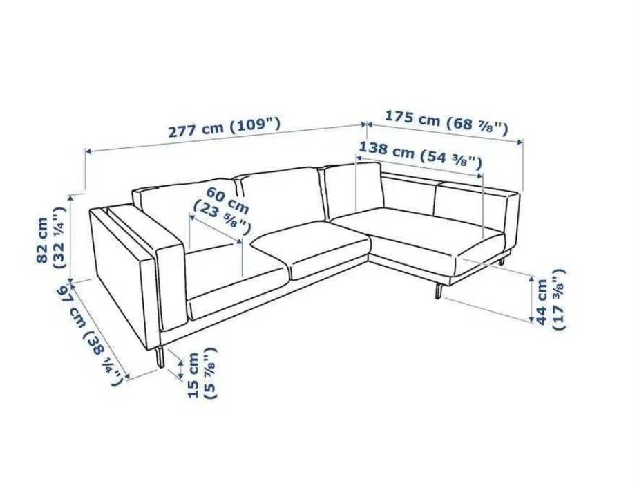 Ikea Nockeby sofá 3 lugares com chaise longue
