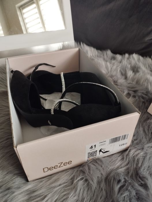 Szpilki buty na obcasie wieczorowe z cyrkoniami