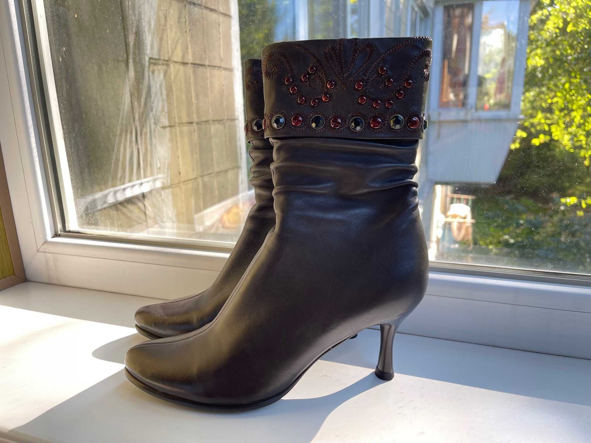 Осенние кожаные ботинки, женские демисезонные полусапожки р 38-39