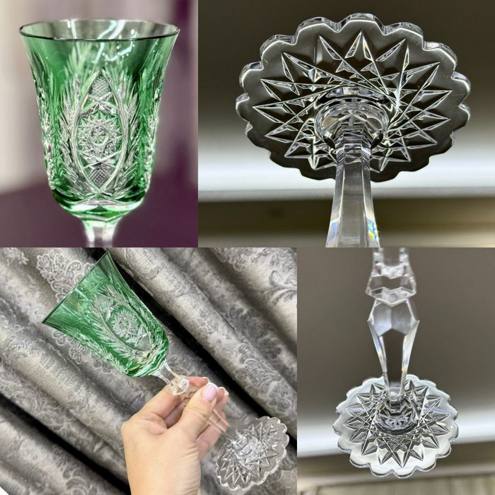 Винтажные хрустальные фужеры для вина и рюмки фирмы Knittel GDR Герман