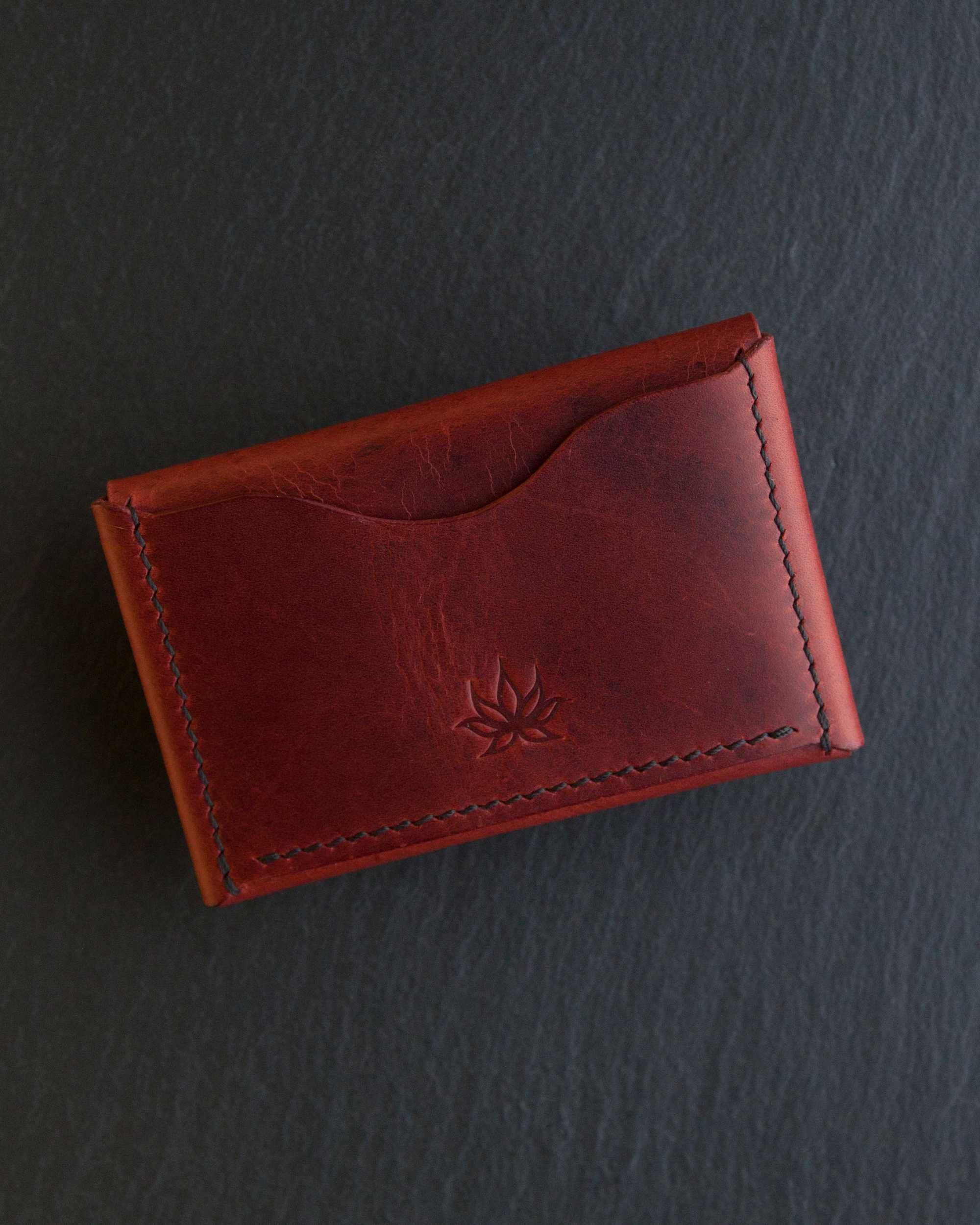 Portfel skórzany handmade burgundowy