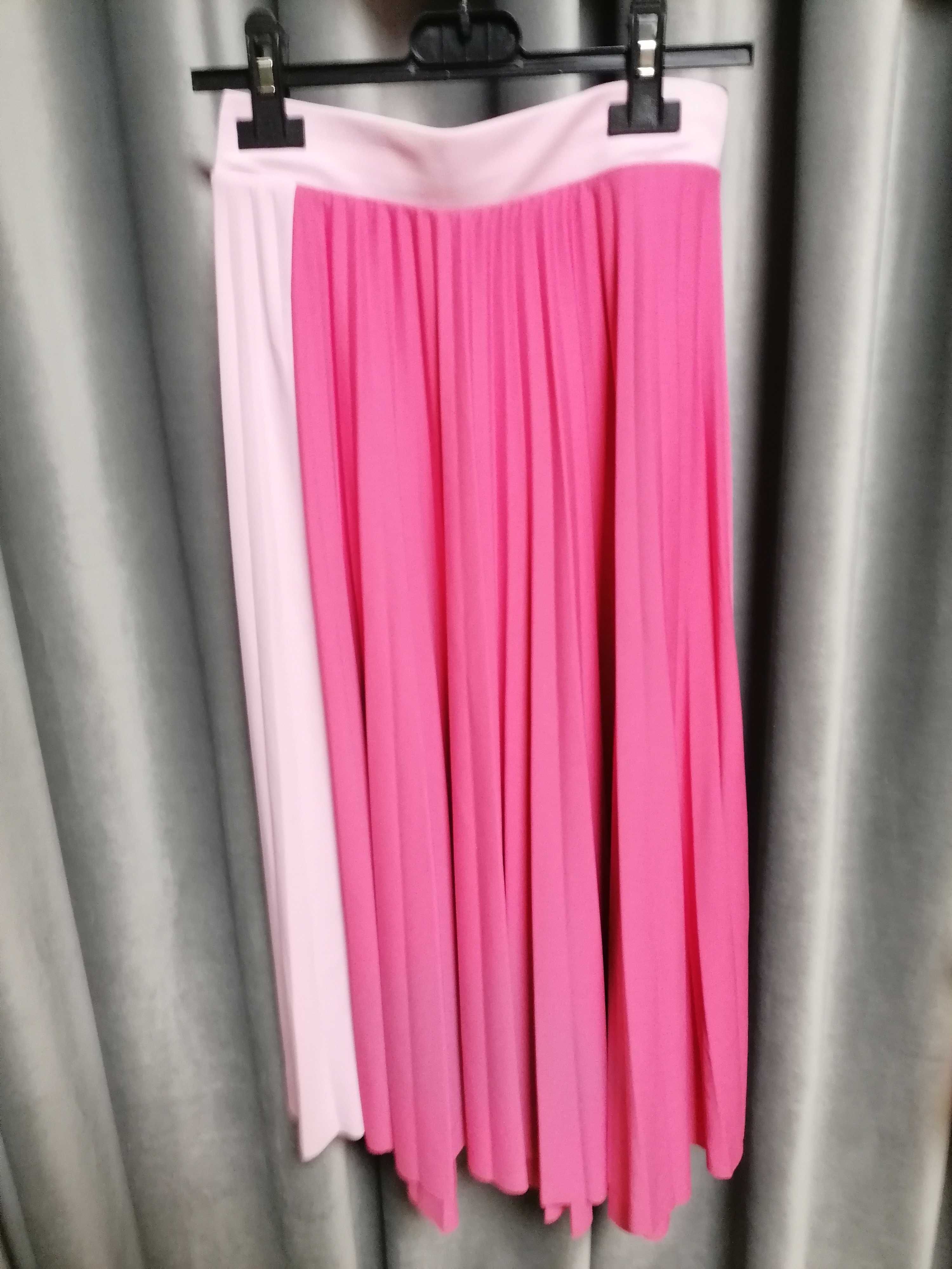 Spódnica plisowana midi lato róż S Bershka