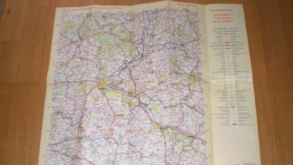 Województwa Bydgoskie, Toruńskie, Włocławskie Mapa Samochodowa