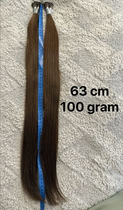 Nowe włosy naturalne 63 cm 100 gram braz