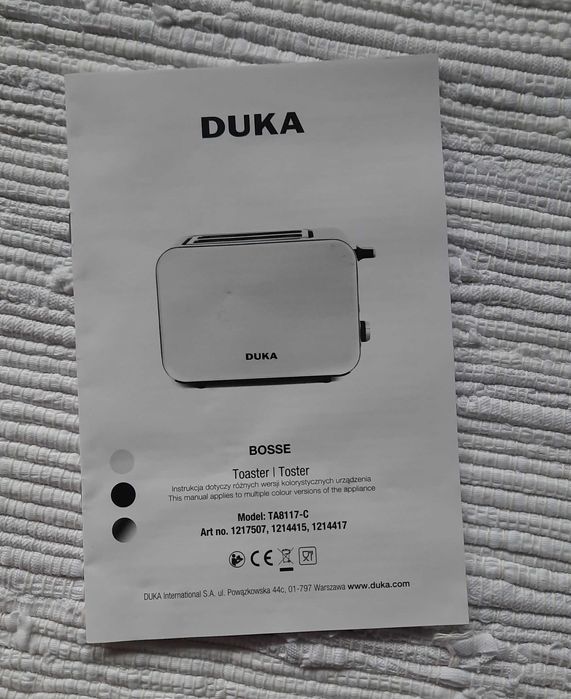 DUKA BOSSE Toster opiekacz do kanapek dwukomorowy czarny + PREZENT