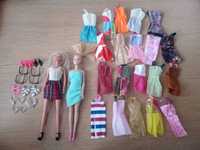 Lalka typu Barbie 2 szt + zestaw sukienek, butów i ozdób