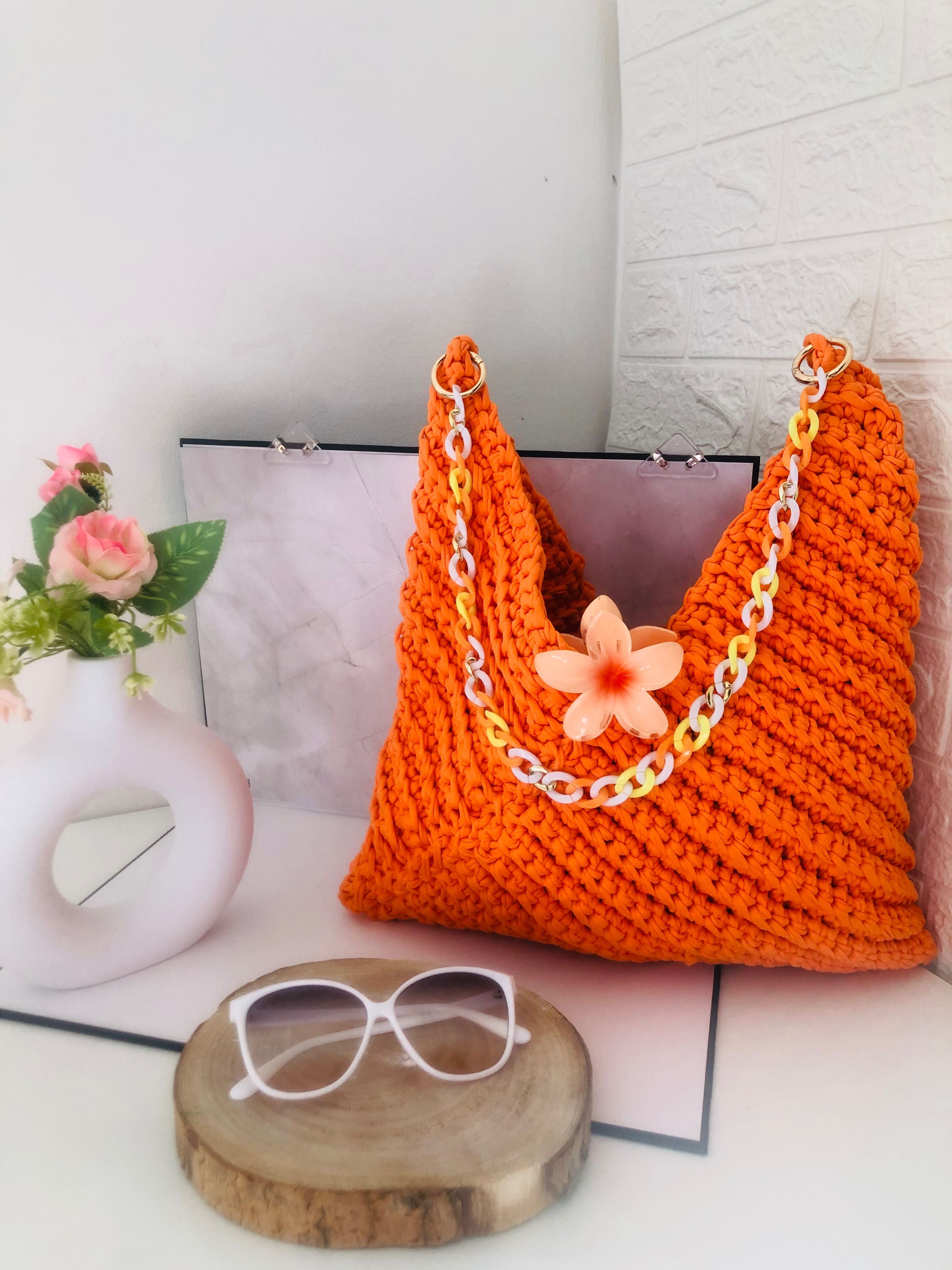 Bolsa Big Orange Croche