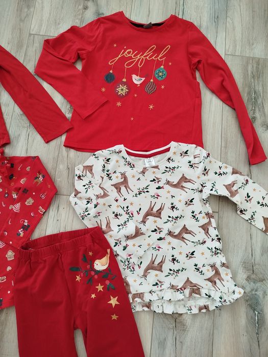 Świąteczne bluzki\koszulki i lekko ocieplane getry r. 122\134