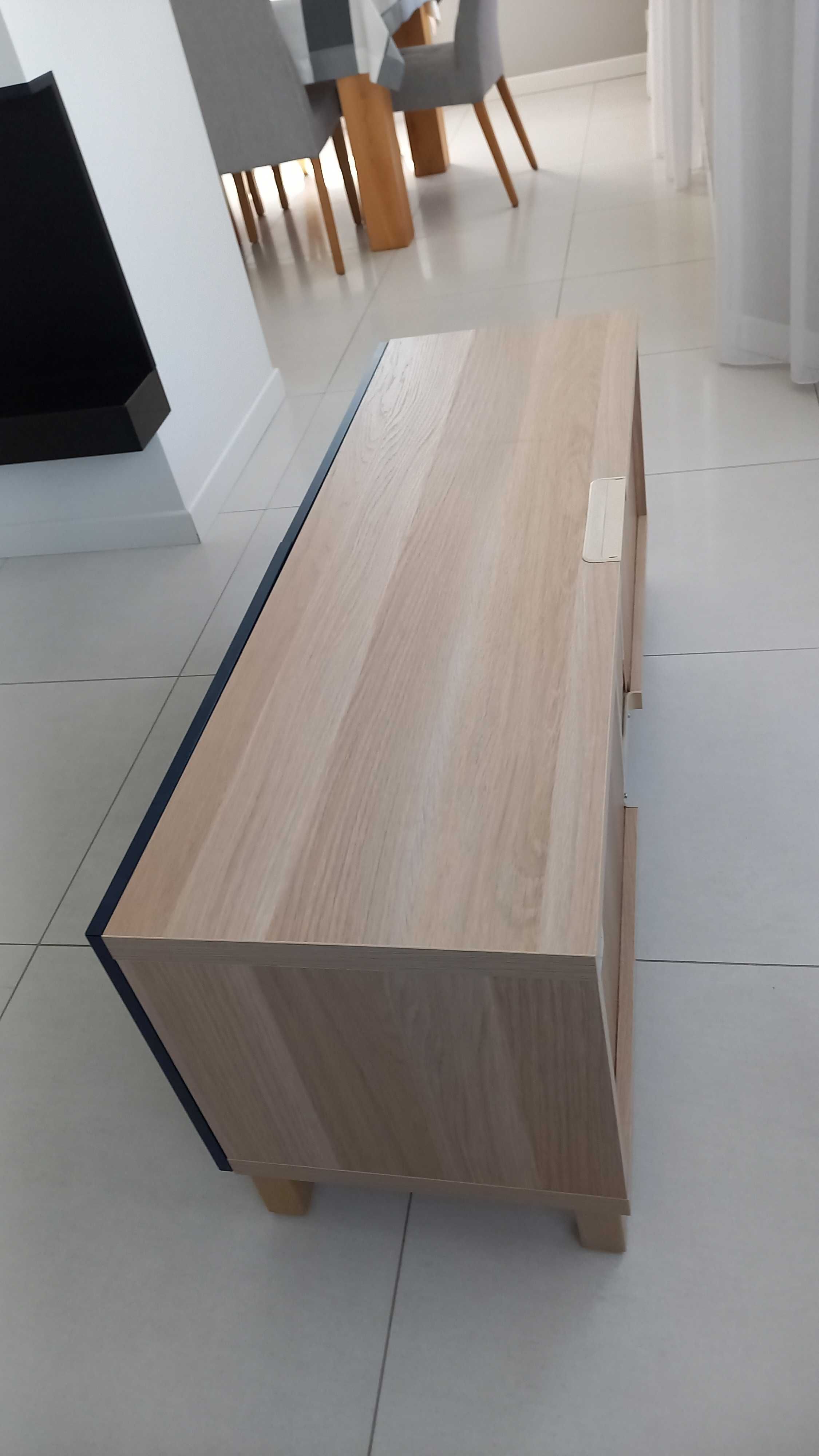 Szafka pod TV, imitacja dębu bejcowanego na biało, 120x40x48 cm IKEA