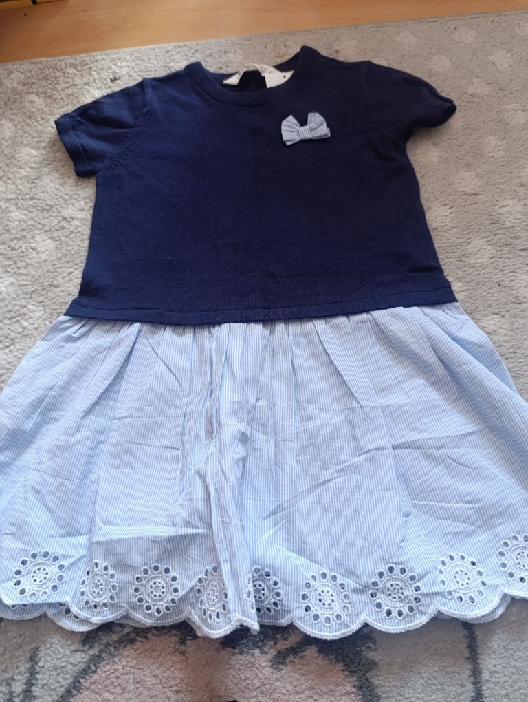 Nowa sukienka z łączonych materiałów H&M duże 98/104