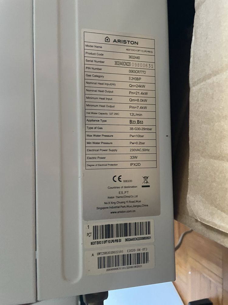 Esquentador ariston 12L