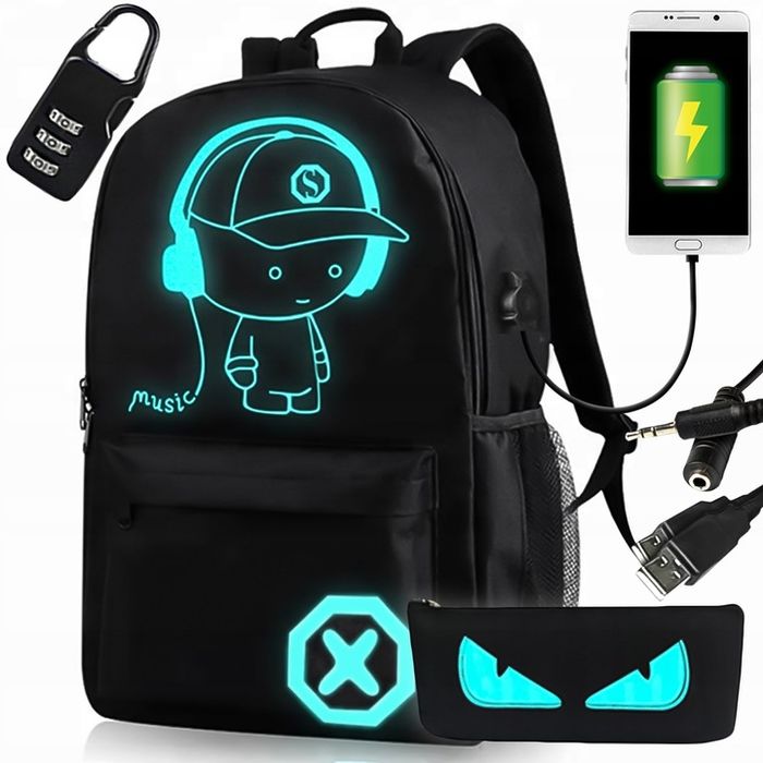 Pojemny Plecak Szkolny Świecący Wielokomorowy Wodoodporny Młodzieżowy