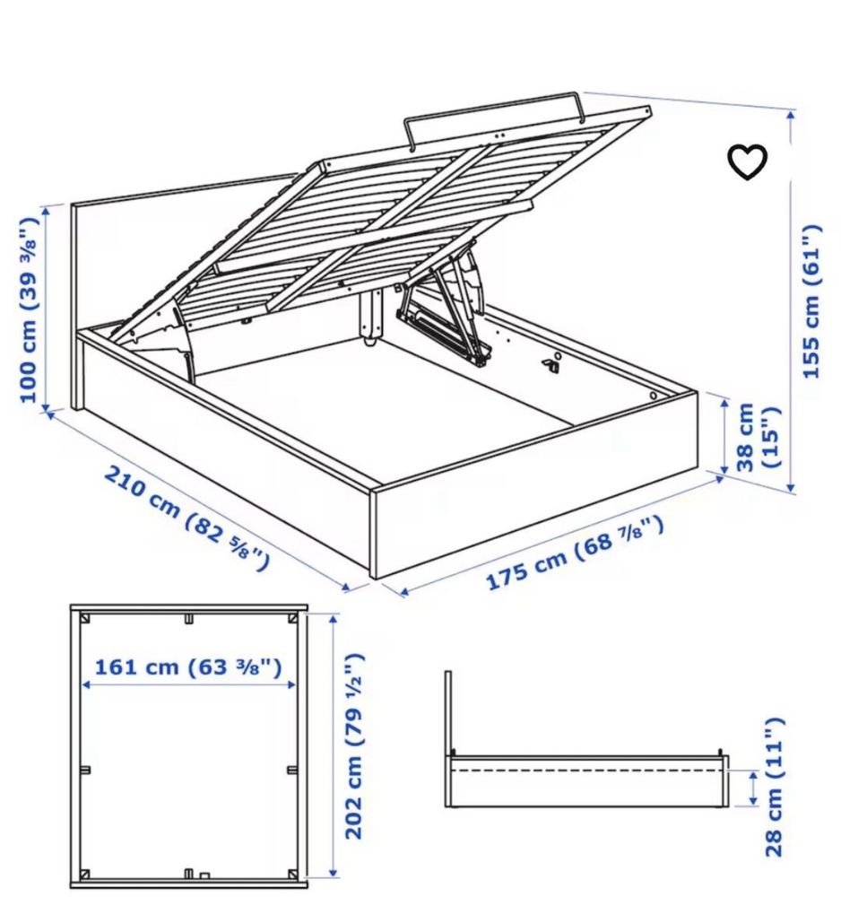 Łóżko MALM z pojemnikiem IKEA 160x200