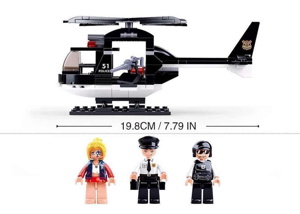 KLOCKI sluban HELIKOPTER policja SKUTER wodny pojazd KOMP. Z LEGO 221e