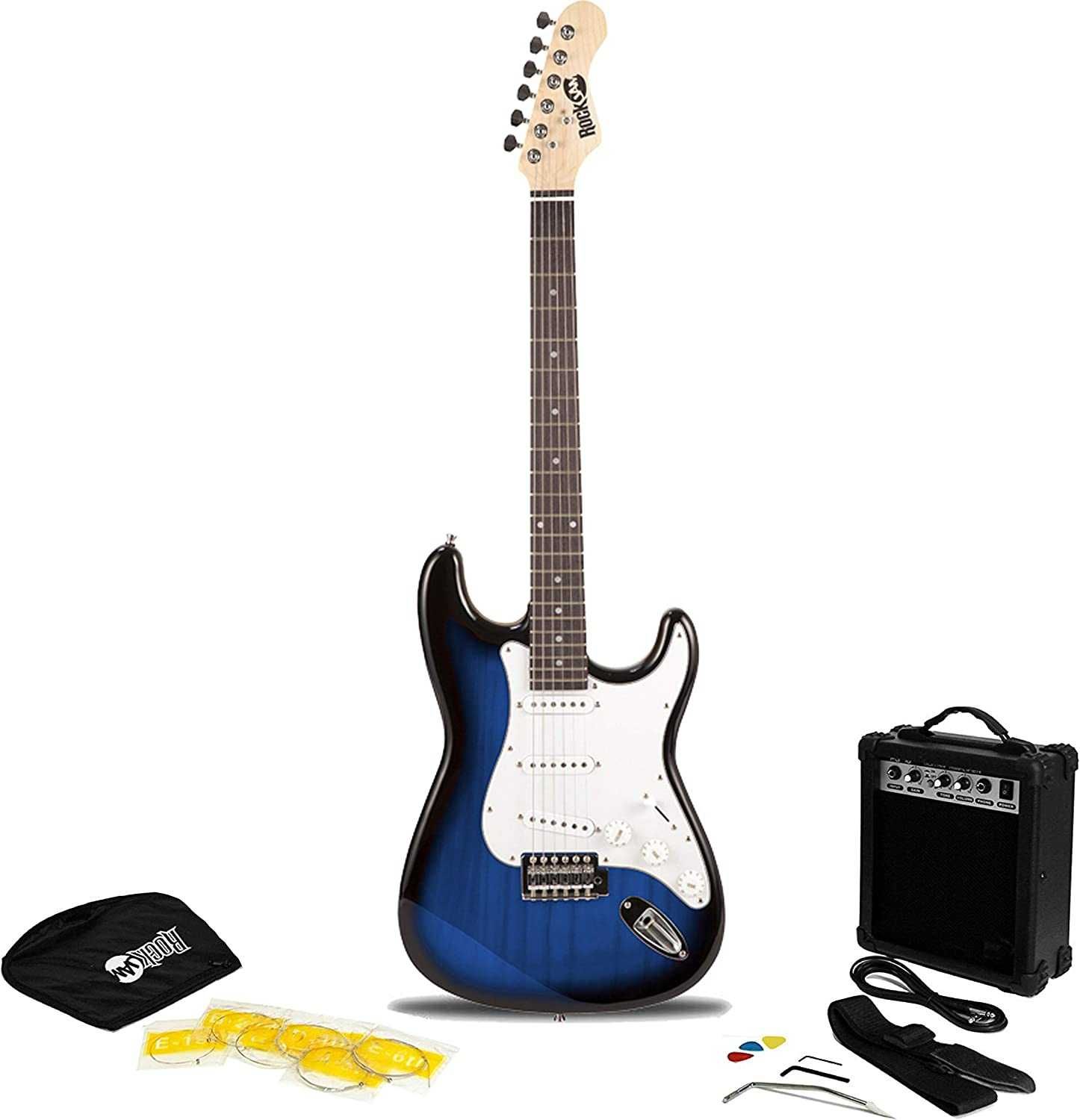 Guitarra elétrica c/amplificador, cordas, correia, capa e cabo