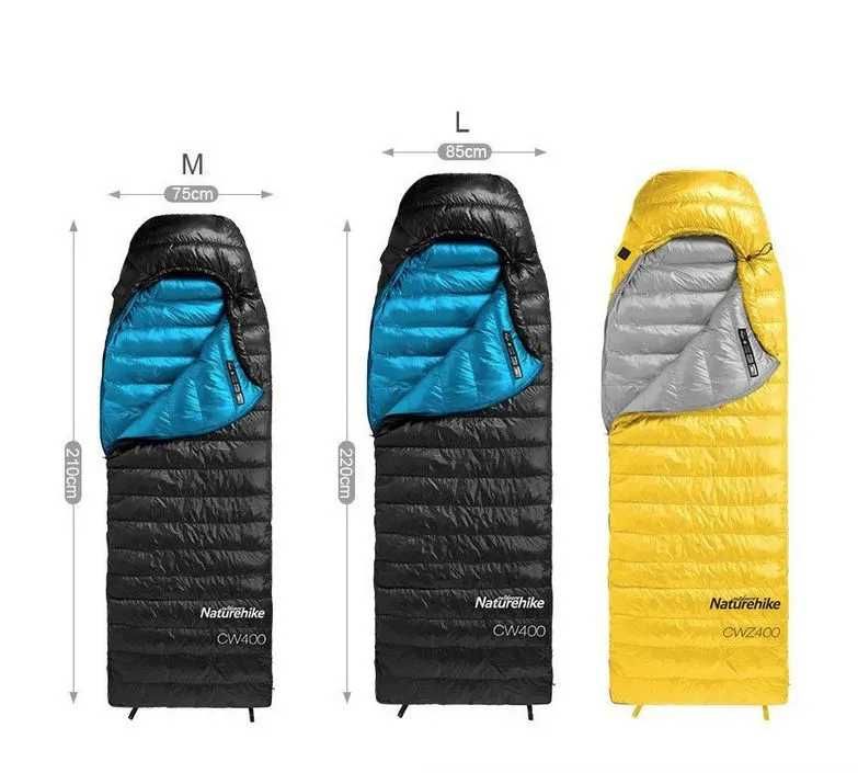 Спальный мешок Naturehike CW400 "L" Черный (NH18C400-D) гусиный пух