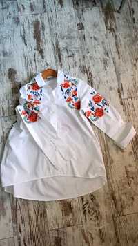 Біла блуза, сорочка, вишиванка з вишивкою Zara
