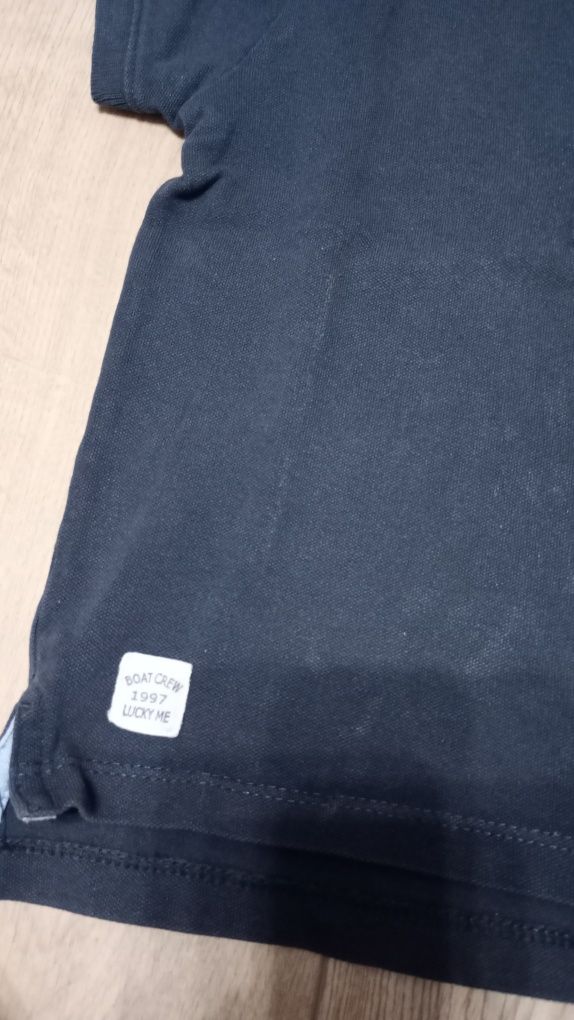 Elegancka granatowa bluzka z kołnierzem , Polo 104 Smyk