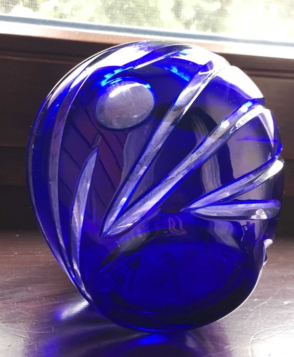 Ваза цветной хрусталь кобальт ручная огранка NACHTMANN  Германия