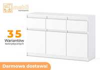 Nowoczesna Komoda Oleksa 120cm 3D/3SZ Biały Mat Do Przedpokoju