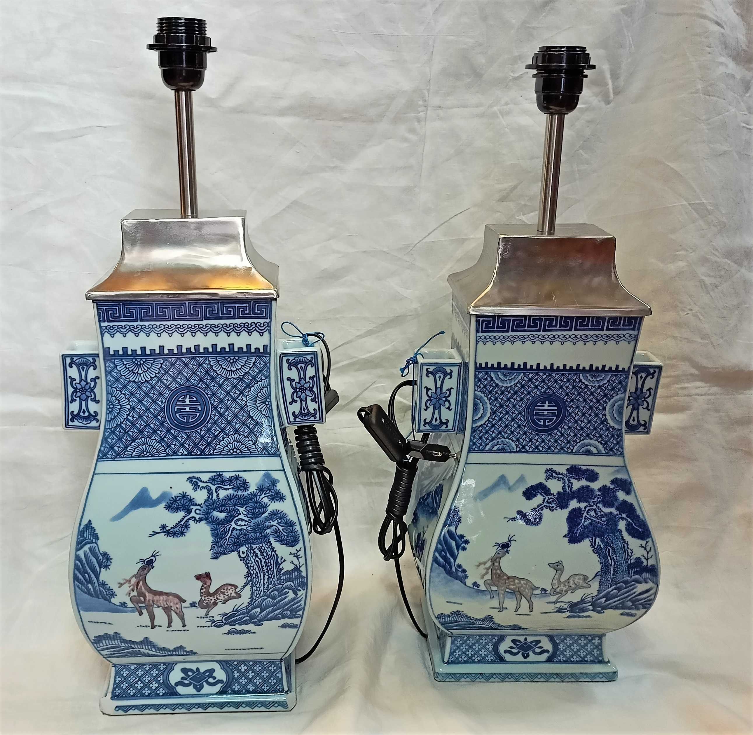 Par Jarras Candeeiros Porcelana Chinesa