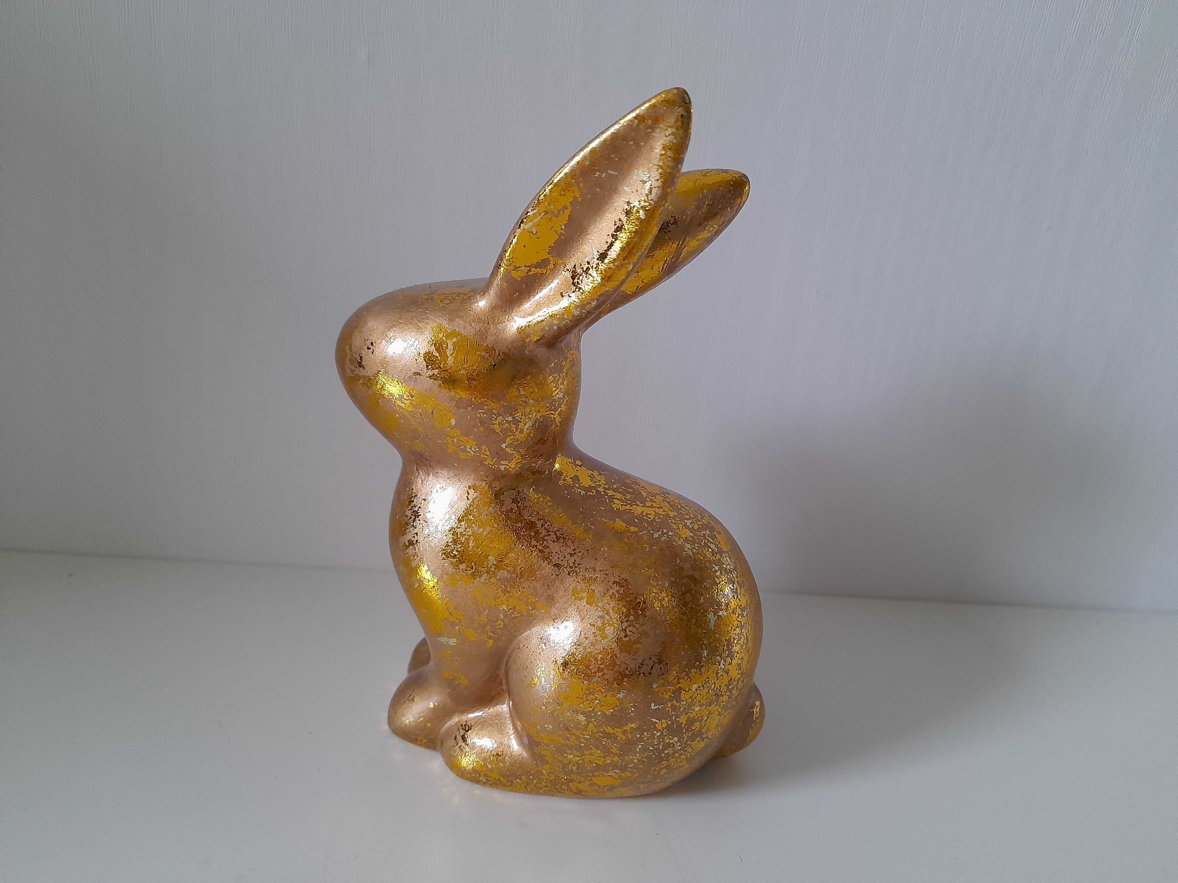 NOWA figurka ZŁOTY zając królik złocony ceramiczna 12 cm Playboy