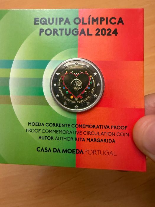 Moeda 2€ colorida Portugal Jogos Olímpicos 2024 Proof