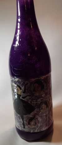 Butelka ozdobna Handmade z korkiem fioletowa baletnica