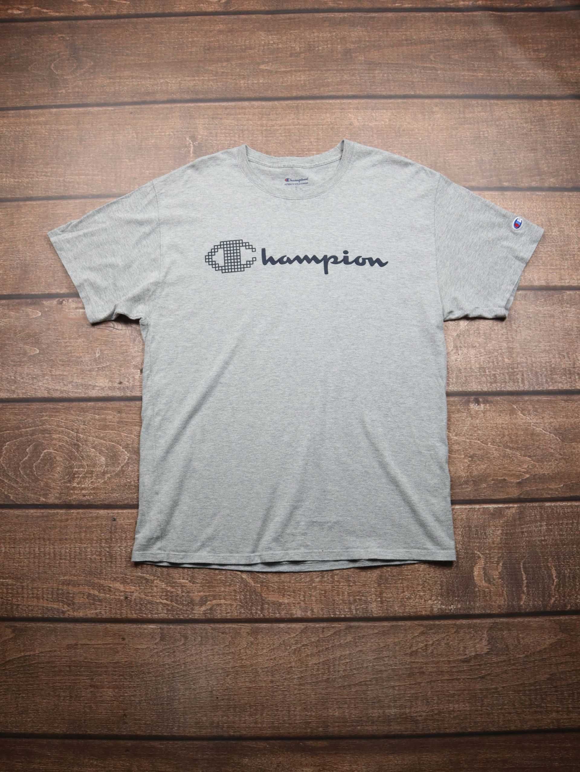 Champion Grey Tshirt tee szara koszulka z krótkim rękawem z logo