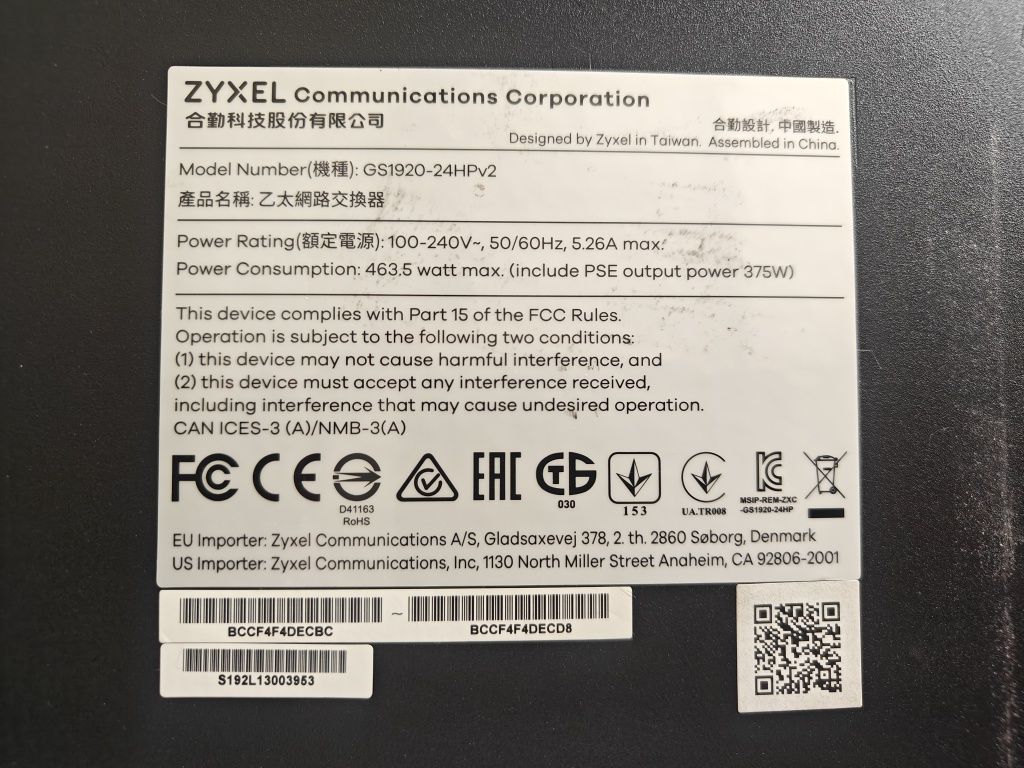 Switch Zyxel GS1920-24HPv2 POE Gerenciável