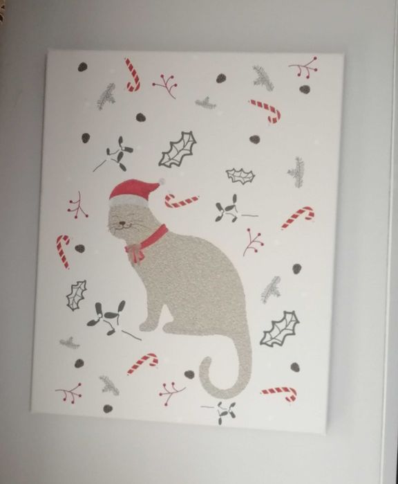 Obraz do dziecięcego pokoju-świąteczny kotek