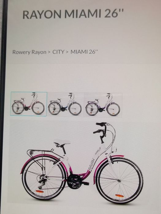 Rower rayon Miami 26 cali 18 przerzutek kolor biały z różowym nowy