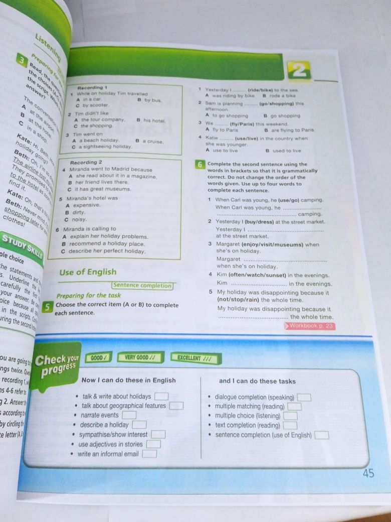 On screen 2 students book workbook