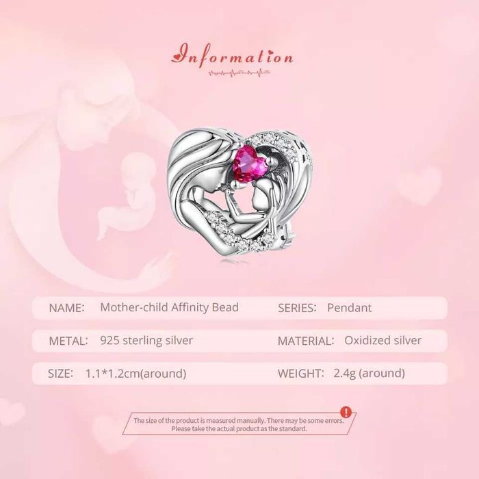 Manufaktura Łącka Zawieszka charms serce anioł, srebro 925, gratisy