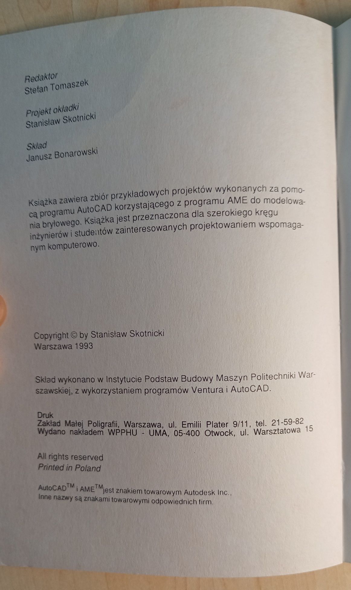 Modelowanie bryłowe AutoCAD AME Zbiór ćwiczeń Stanisław Skotnicki