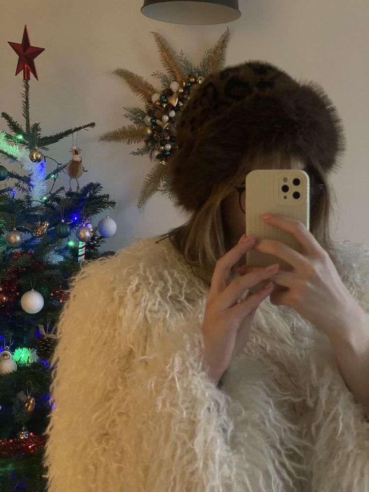 Zimowa czapka sztjcznw futro panterka slavic girl alternative coquette