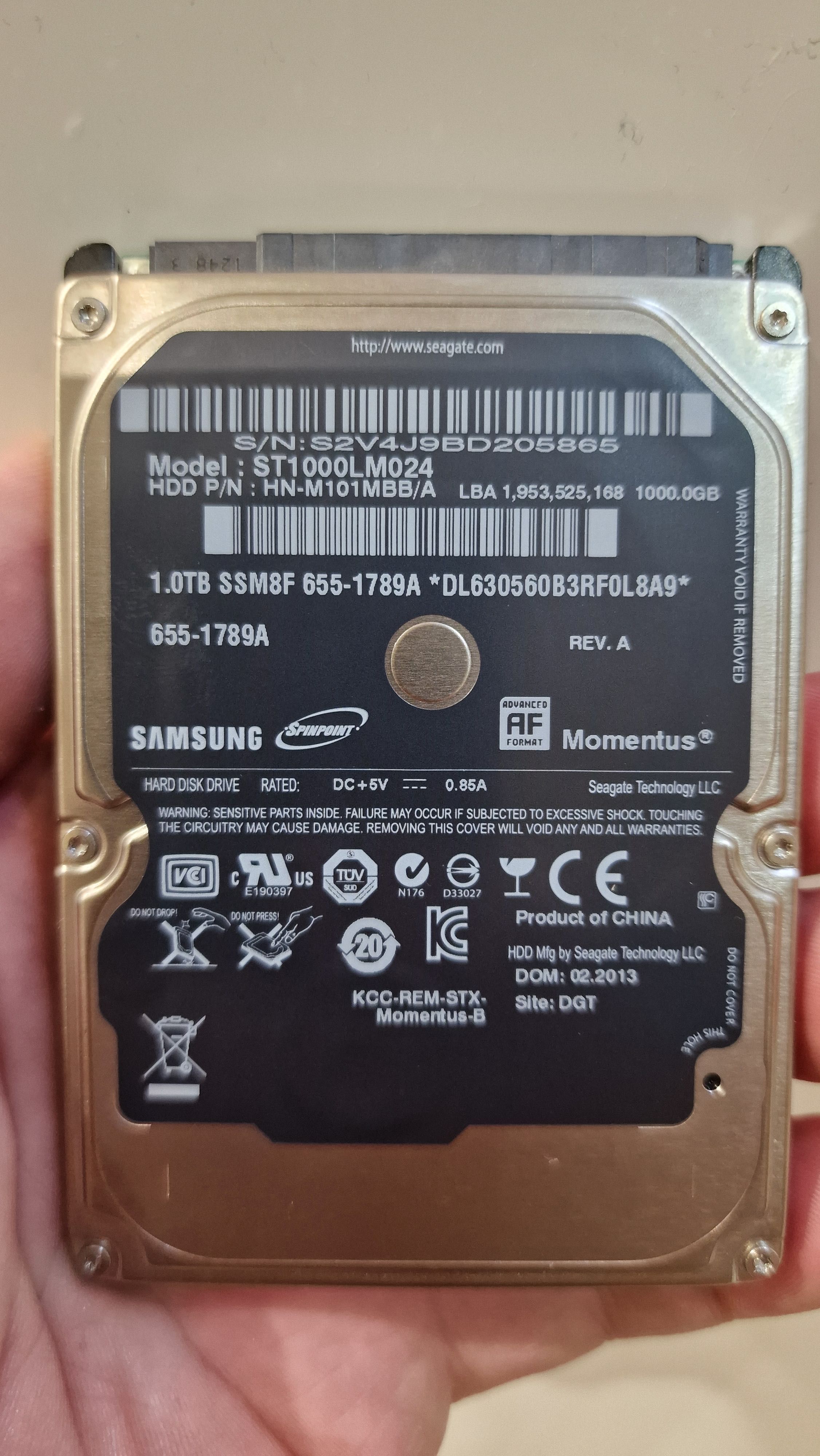 Dysk HDD 2,5 wewnętrzny Samsung 1000GB 1TB st1000lm024 hn-m101mbb/a