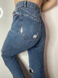Spodnie jeansowe z grubszego materiału dzwony TRF denum