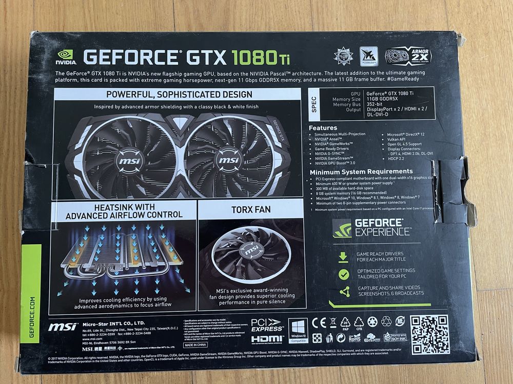 Karta graficzna MSI GTX 1080 Ti Armor 11G OC