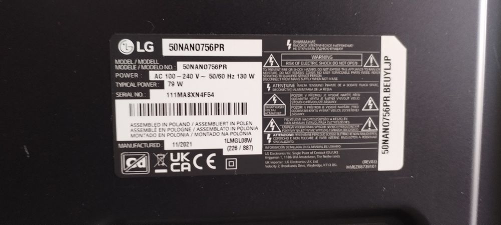 Smart TV LG 50" (126cm) com dano