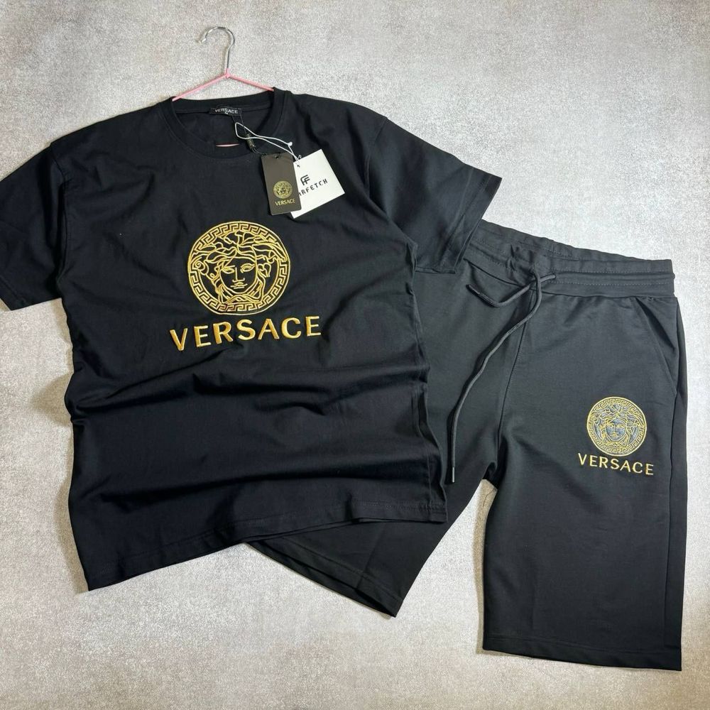 НОВЫЙ СЕЗОН 2024 мужской черный костюм Versece футболка+шорты s-xxl