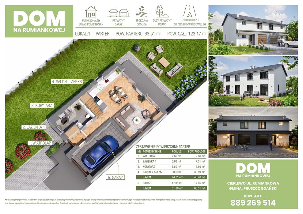 Domy bliźniak na sprzedaż Pruszcz Gdański z dużą działką