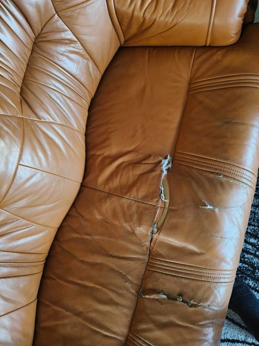 Kanapa skórzana sofa z funkcją spania